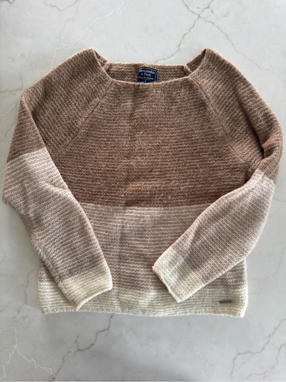 Abercrombie & Fitch Women's Ombre Crewneck Sweater - Brown, Cream